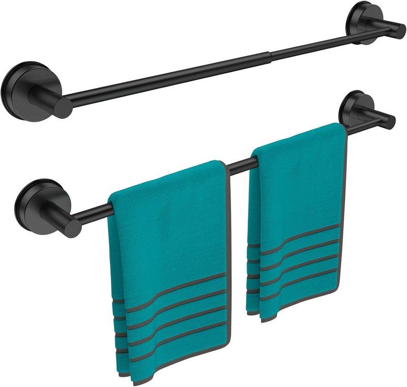 BKV Towel Bar for Bathroom Wall,Adjustable 12~21 Inch Towel Racks for Bathroom Wall Mounted, Towel Holder for Glass Shower Door,Bathroom Accessories,Apparment Essentials,Home Decor-Black(2pcs) - Image 1
